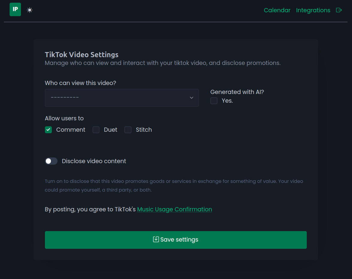 imposting tiktok form
