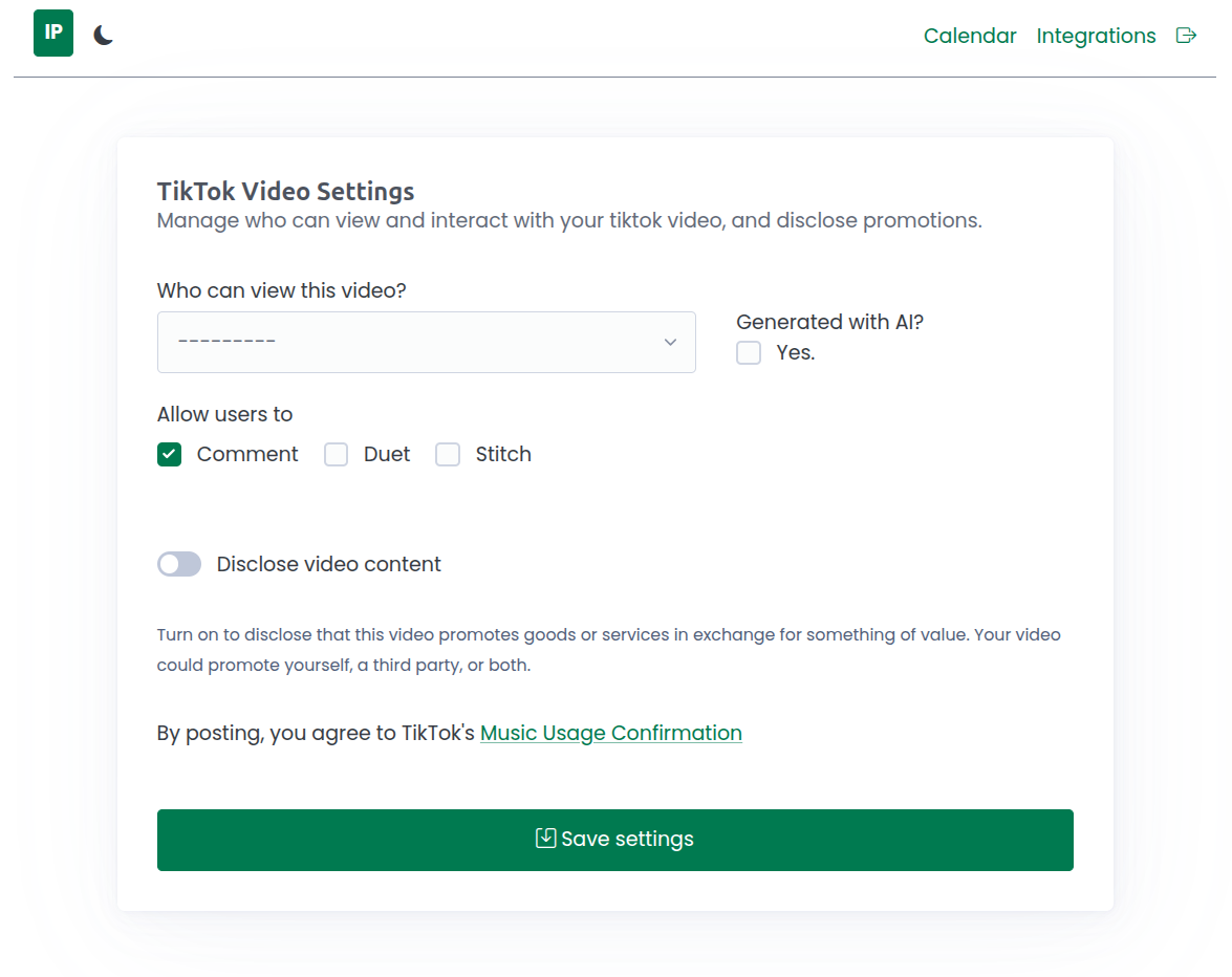 imposting tiktok form